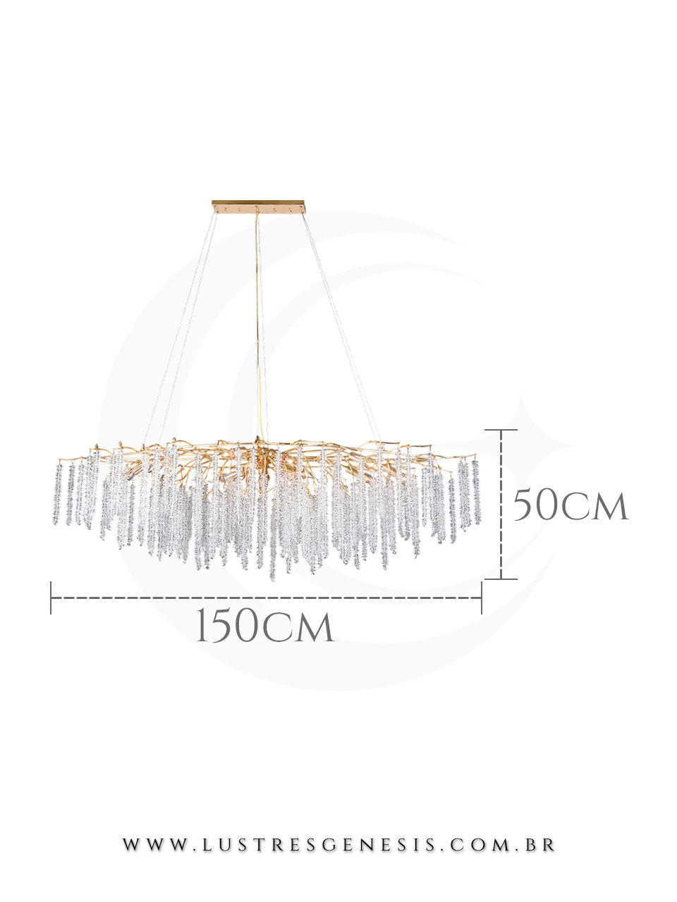Lustre de Cristal Castanha Dourado 150x50m Para Sua Sala de Jantar